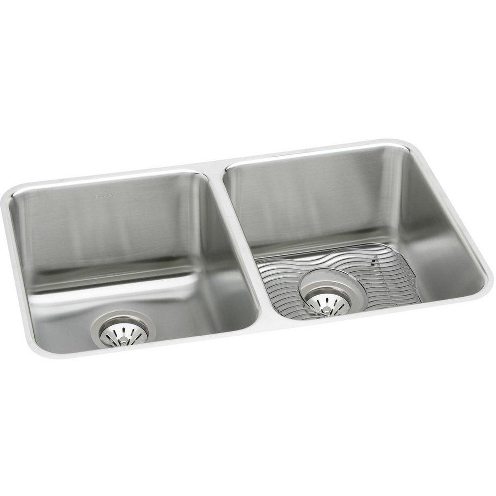 Elkay Lustertone® 35-3/4 in. Undermount Stainless Steel Double Bowl Kitchen Sink in Lustrous Satin