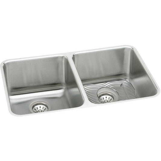 Elkay Lustertone® 35-3/4 in. Undermount Stainless Steel Double Bowl Kitchen Sink in Lustrous Satin