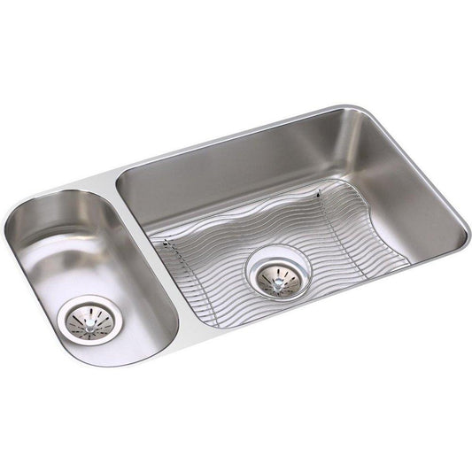 Elkay Lustertone® 32-1/4 in. Undermount Stainless Steel Double Bowl Kitchen Sink in Lustertone