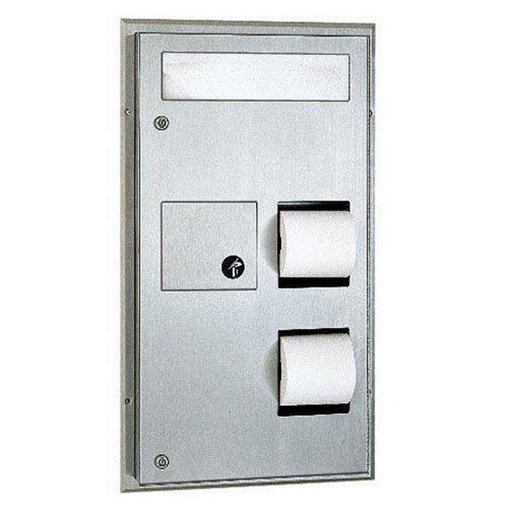 4-5/16 in. Toilet Paper & Cover Dispenser with Sanitary Napkin Dispenser in Stainless Steel