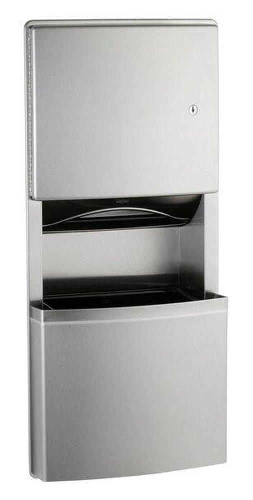 Bobrick Contura Series® Paper Towel Dispenser and Waste Receptacle in Satin Stainless Steel