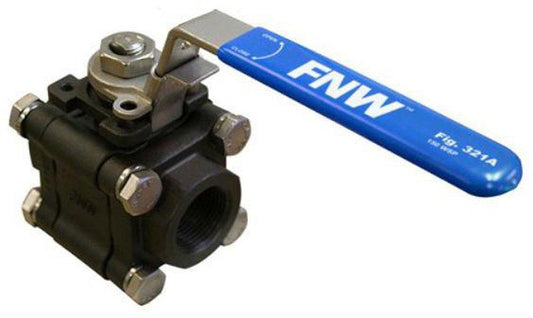 FNW® Figure 321A 1 in. Carbon Steel Full Port FPT 3-Piece 2000# Locking Lever Ball Valve