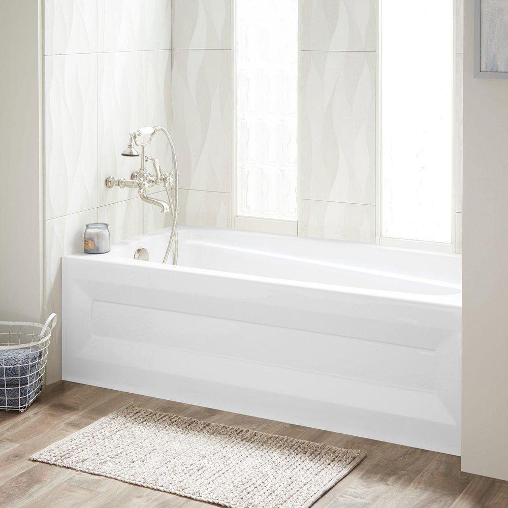 Signature Hardware Bradenton 60 in. x 32 in. Soaker Alcove Bathtub with Left Drain in White