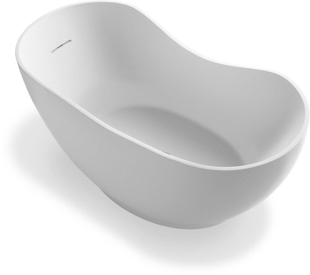 KOHLER Abrazo® 66 x 31-1/2 in. Soaker Freestanding Bathtub with Center Drain in Honed White