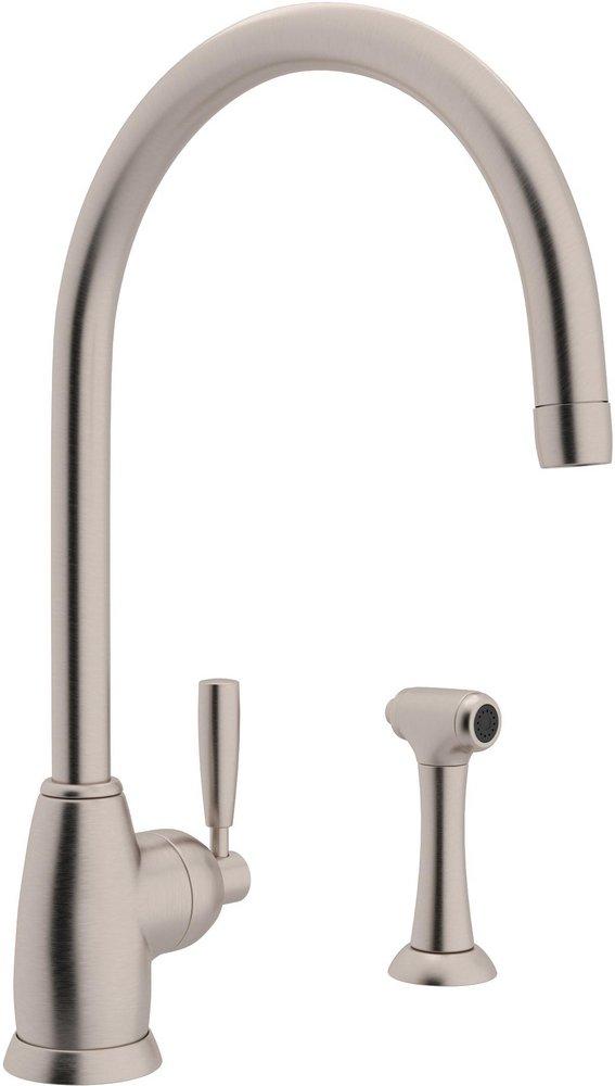Perrin & Rowe® Scossa Single Handle Kitchen Faucet with Side Spray in Satin Nickel
