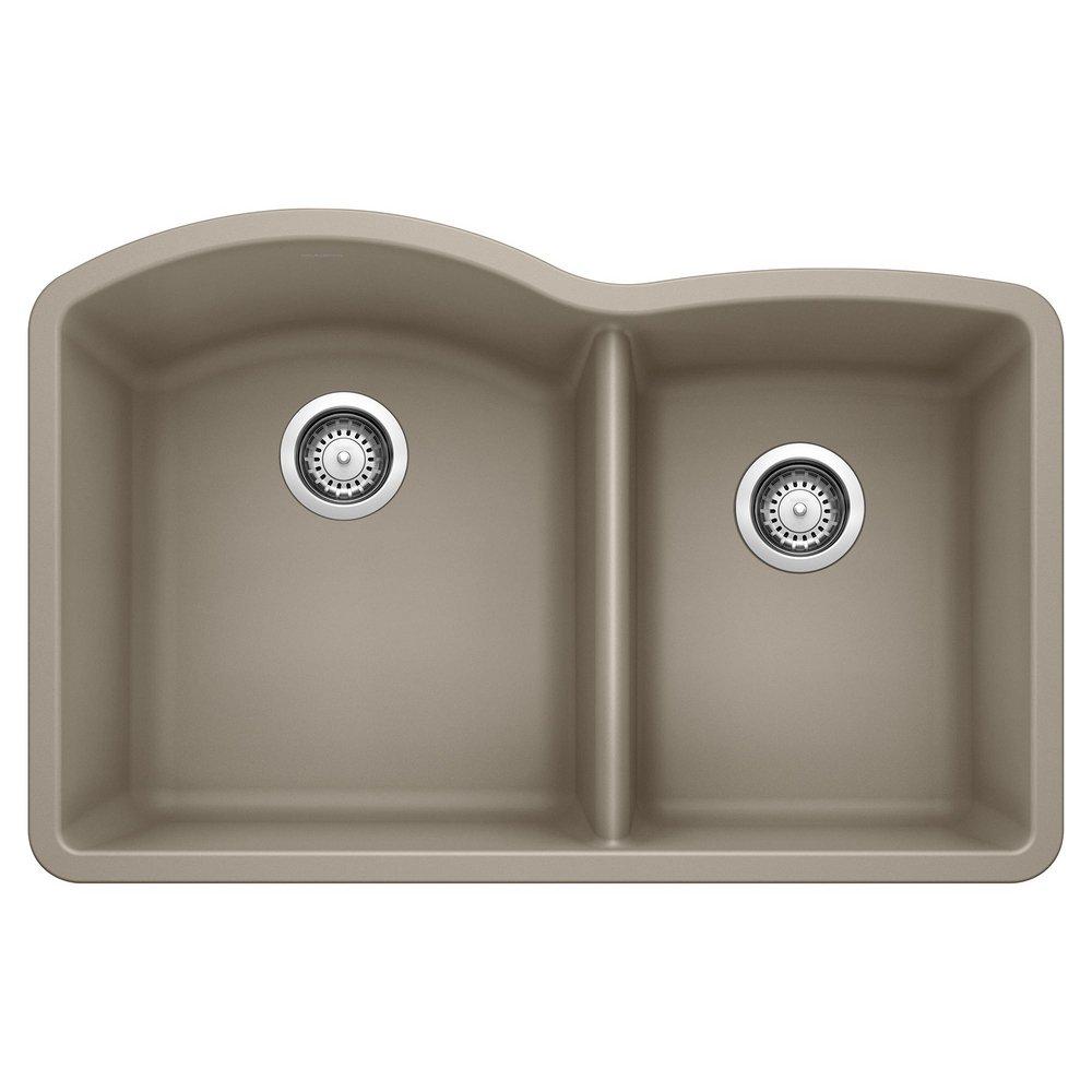 BLANCO Diamond 32 in. Undermount Silgranit Double Bowl Kitchen Sink in Truffle