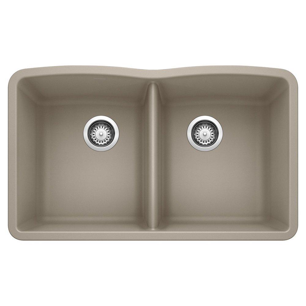 BLANCO Diamond 32 in. Undermount Silgranit Double Bowl Kitchen Sink in Truffle