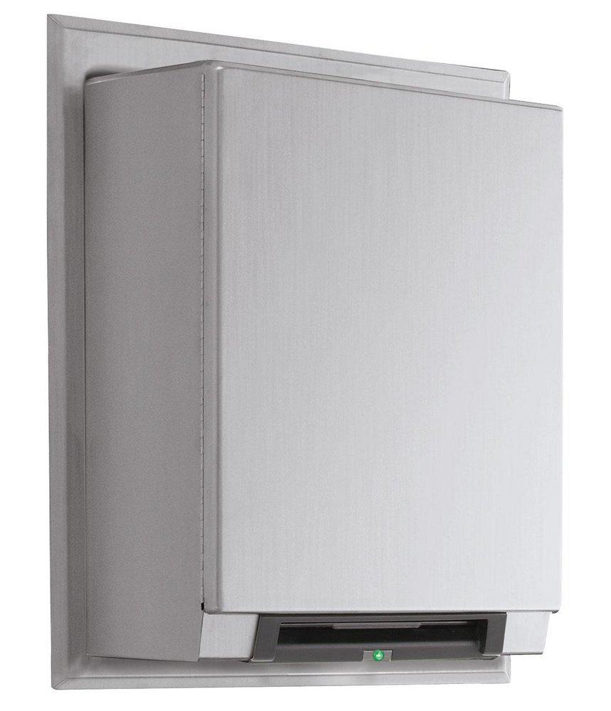 Universal Semi-Recessed Roll Towel Dispenser Equipped with LED Light in Satin Stainless Steel