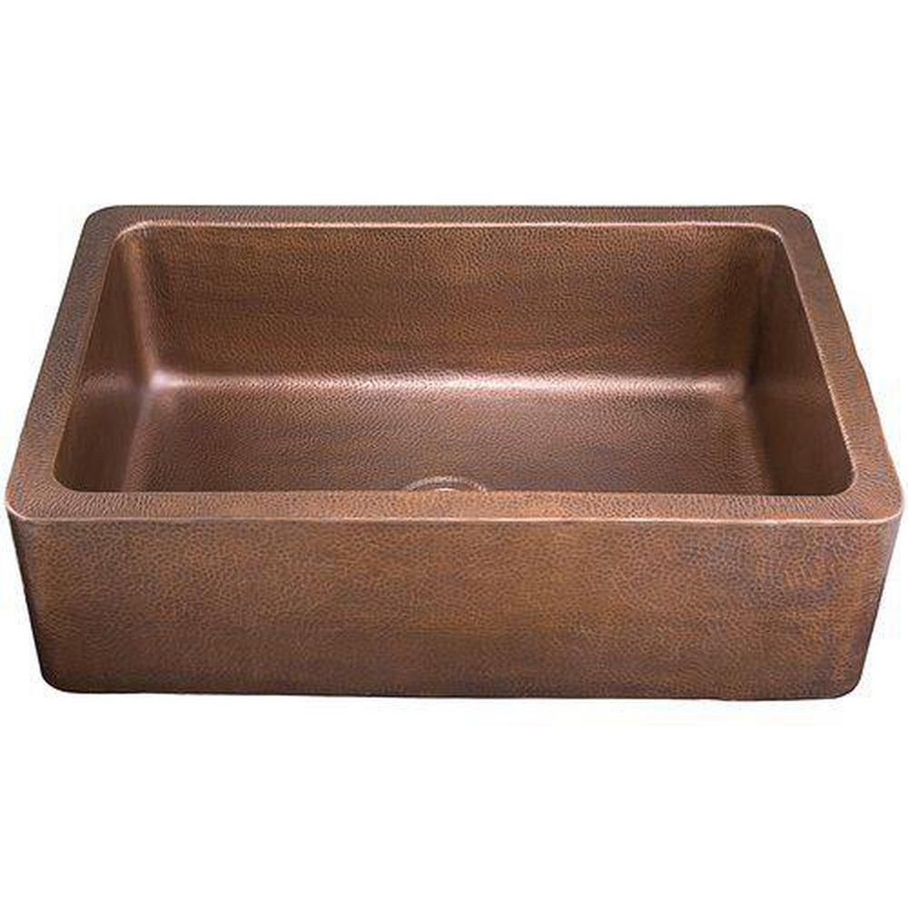 Thompson Quiroga 33 in. Dual Mount Farmhouse Copper Single Bowl Kitchen Sink in Antique Copper