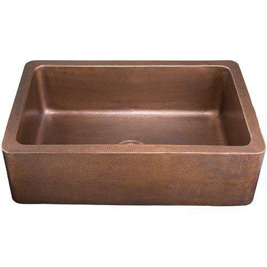Thompson Quiroga 33 in. Dual Mount Farmhouse Copper Single Bowl Kitchen Sink in Antique Copper