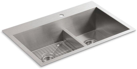 KOHLER Vault™ 33 in. Dual Mount Stainless Steel Double Bowl Kitchen Sink