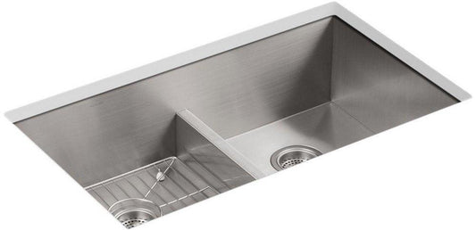 KOHLER Vault™ 33 in. Dual Mount Stainless Steel Double Bowl Kitchen Sink