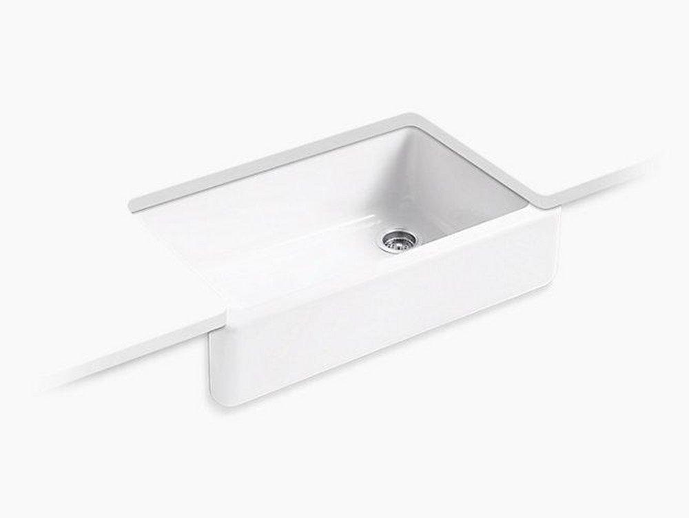 KOHLER Whitehaven® 35-11/16 in. Undermount Farmhouse Cast Iron Single Bowl Kitchen Sink in White