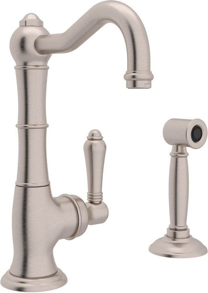 ROHL® Cinquanta Single Handle Kitchen Faucet with Side Spray in Satin Nickel