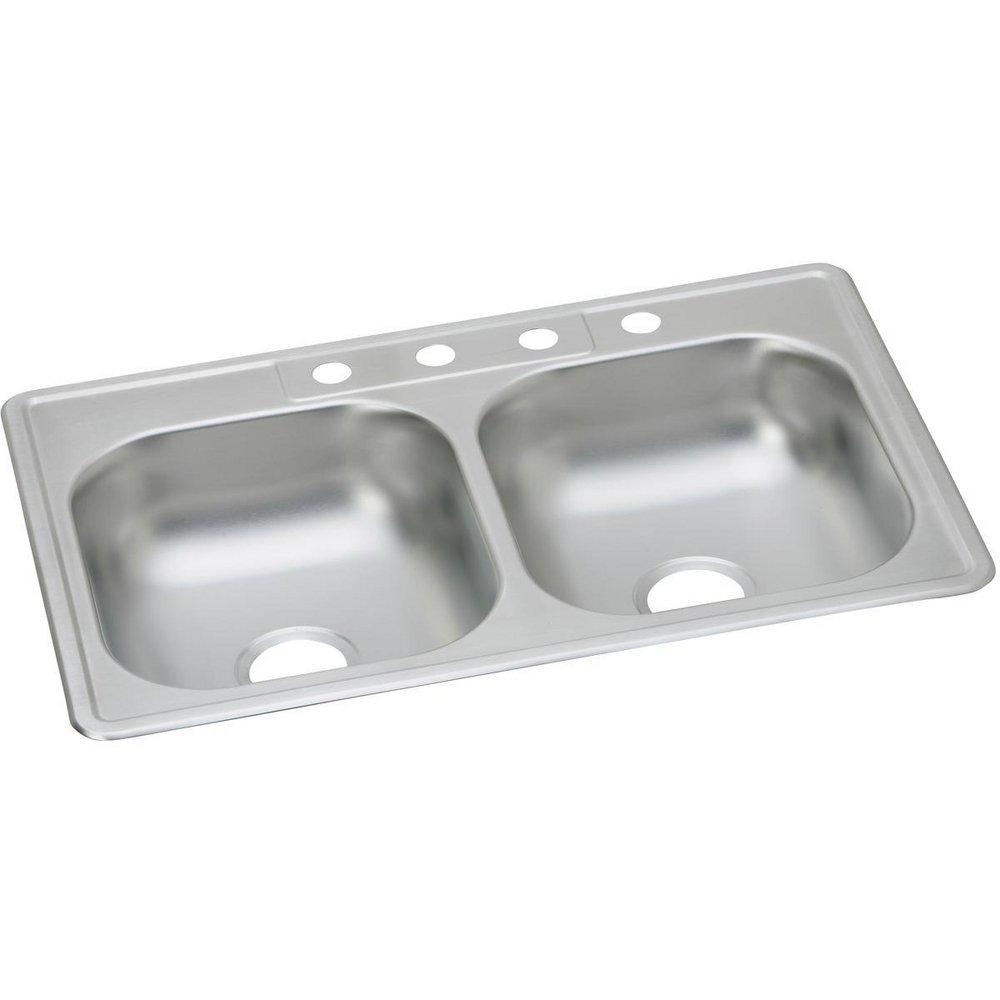 Dayton Kingsford® 33 in. Drop-in Stainless Steel Double Bowl Kitchen Sink in Satin