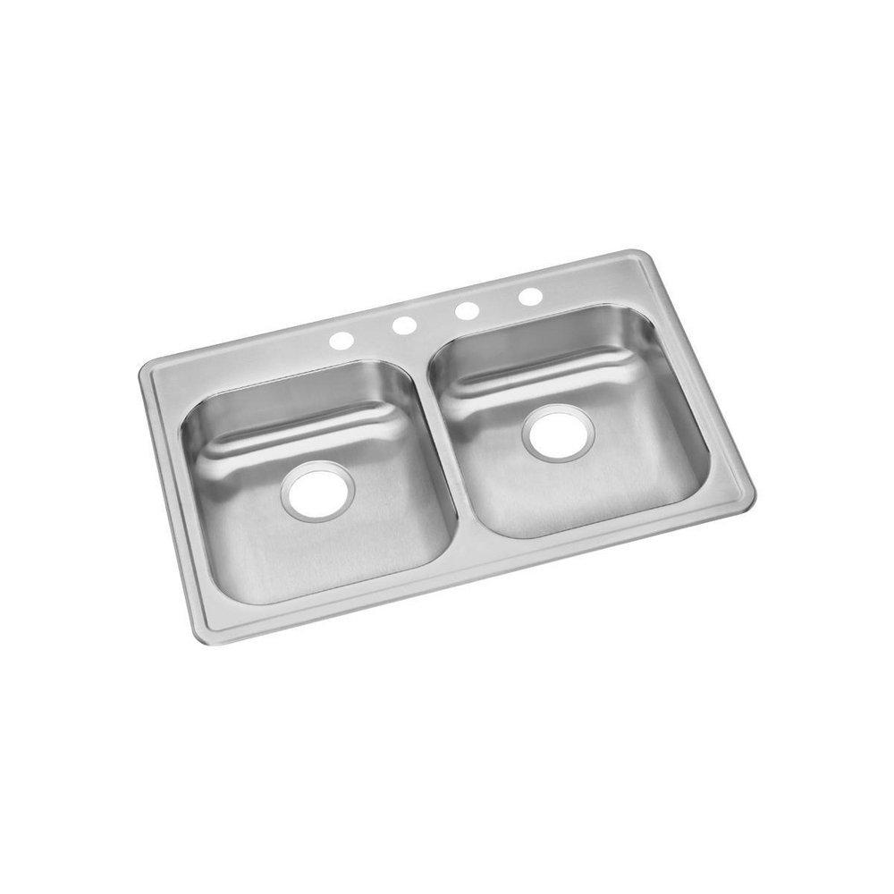 33 in. Drop-in Stainless Steel Double Bowl Kitchen Sink in Satin
