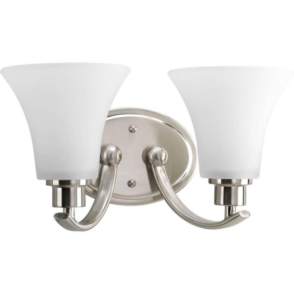 Progress Lighting Joy 14 in. 100W 2-Light Bath Vanity Wall Light in Brushed Nickel
