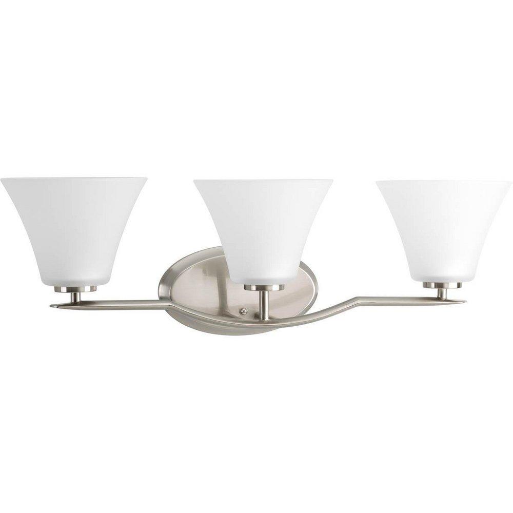 Progress Lighting Bravo 100W 3-Light Vanity Light Fixture in Brushed Nickel