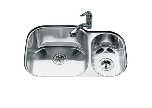 KOHLER Undertone® 30-3/4 in. Undermount Stainless Steel Double Bowl Kitchen Sink