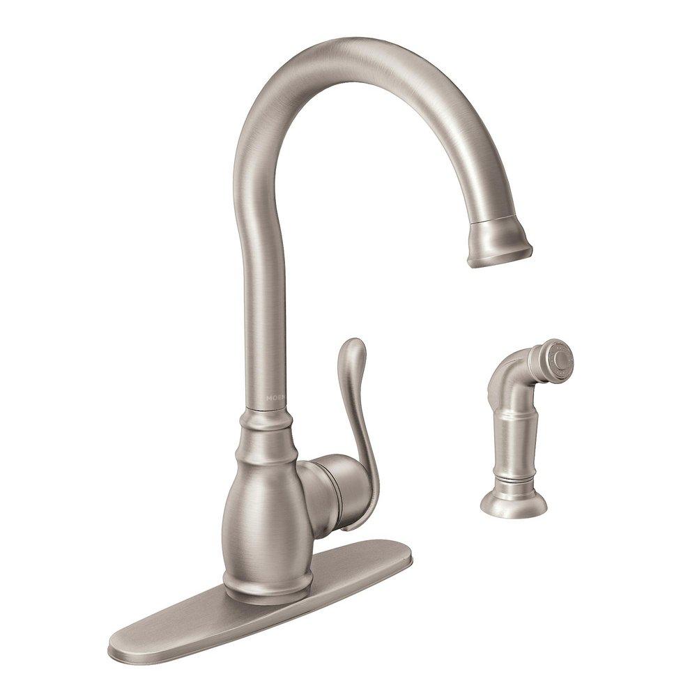 Moen Anabelle™ Single Handle Kitchen Faucet with Side Spray in Spot Resist™ Stainless