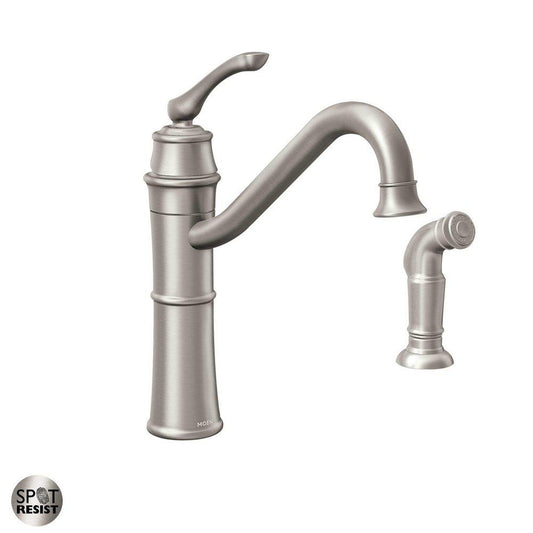 Moen Wetherly™ Single Handle Kitchen Faucet with Side Spray in Spot Resist™ Stainless