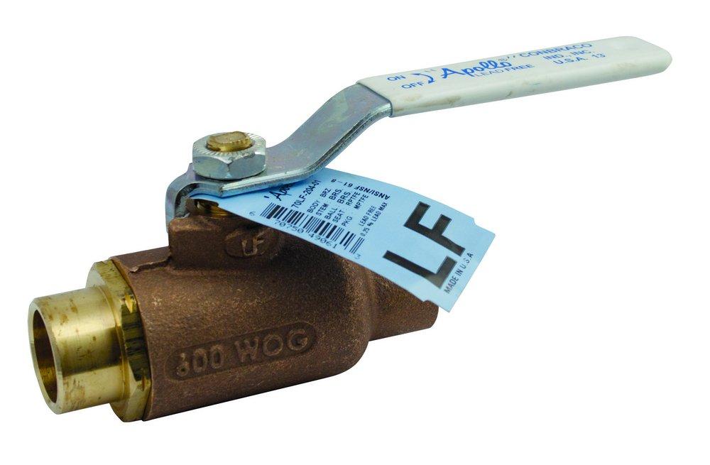 Apollo Valves 70LF-200 Series 1/2 x 3/4 in. Bronze Full Port Solder x NPSH 600# Ball Valve