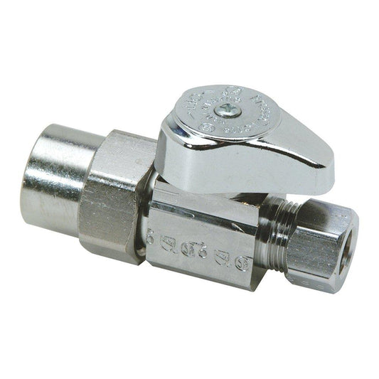 BrassCraft G2PR14 Series 1/2 x 3/8 in. Solvent Weld x OD Compression Oval Handle Straight Supply Stop Valve in Chrome Plated