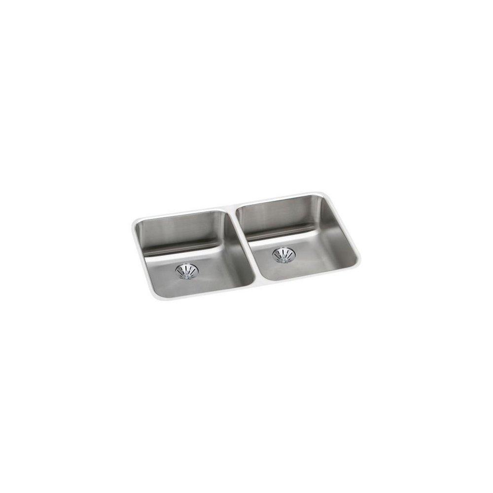 Elkay Lustertone® 30-3/4 in. Undermount Stainless Steel Double Bowl Kitchen Sink in Lustrous Satin