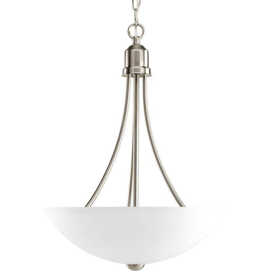 Progress Lighting Gather 2 Light 100W Foyer Pendant with Etched Glass Brushed Nickel