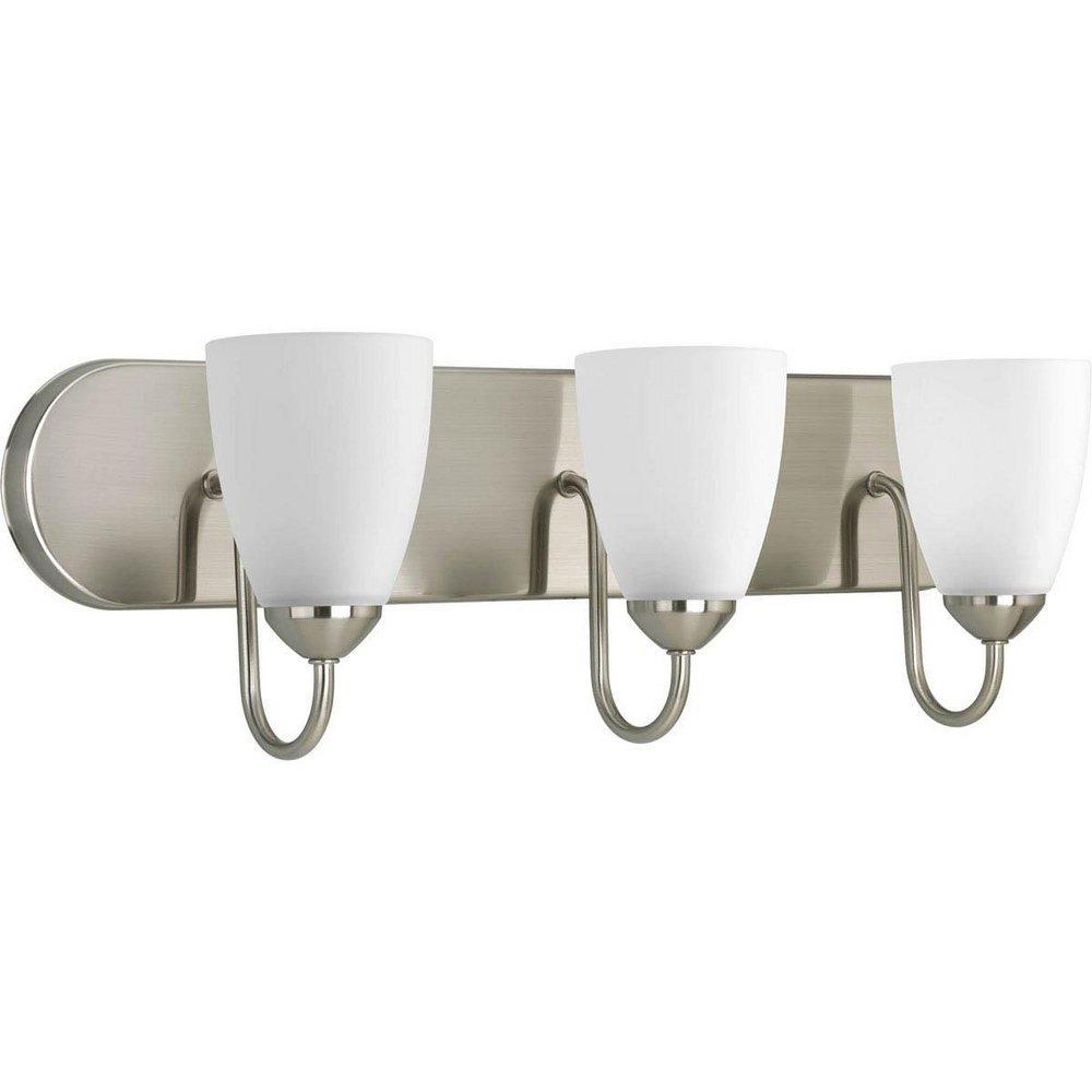 Progress Lighting Gather 100W 3-Light Vanity Light Fixture in Brushed Nickel