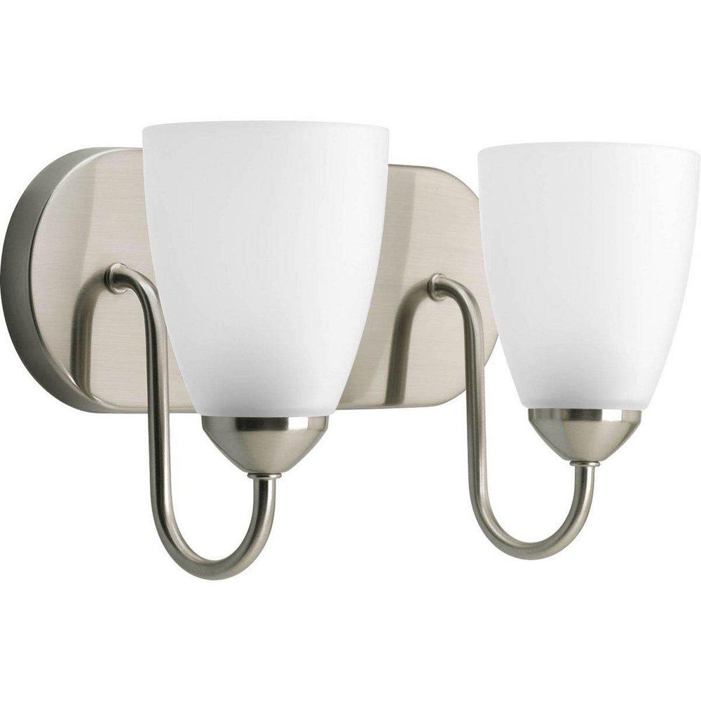 Progress Lighting Gather 100W 2-Light Vanity Light Fixture in Brushed Nickel