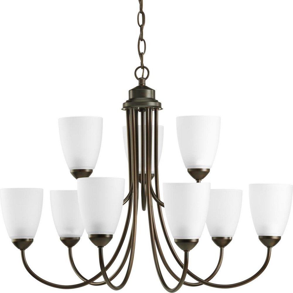 Progress Lighting Gather 20-1/2 in. 100W 9-Light Medium E-26 Chandelier in Antique Bronze