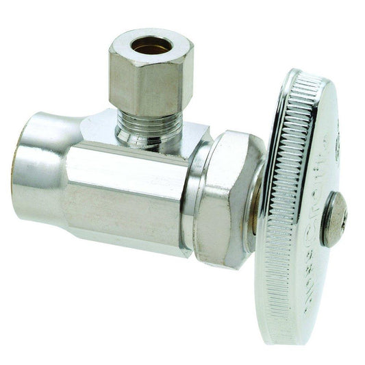 BrassCraft R14 Series 1/2 x 3/8 in. Nom Sweat x OD Compression Knurled Handle Straight Supply Stop Valve in Chrome