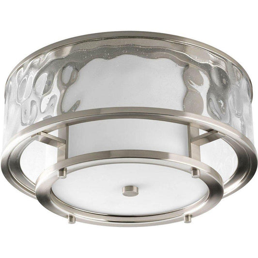 Progress Lighting Bay Court 2 Light 60W Flush Mount Ceiling Fixture Brushed Nickel