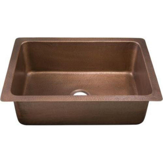 Thompson Pisa 30 x 20 in. No Hole Copper Single Bowl Dual Mount Kitchen Sink in Medium Antique