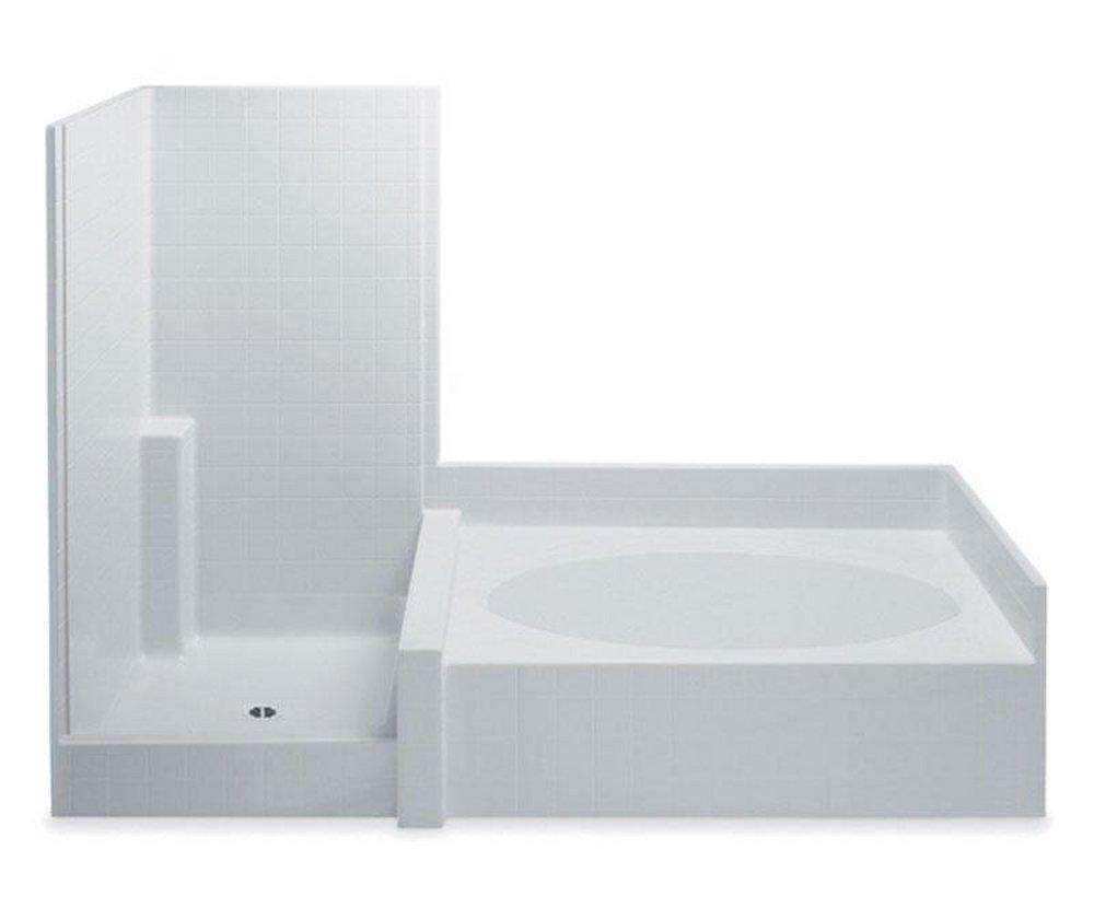 Aquatic Darsey 102 in. x 43-1/4 in. Tub & Shower Unit in White with Right Drain