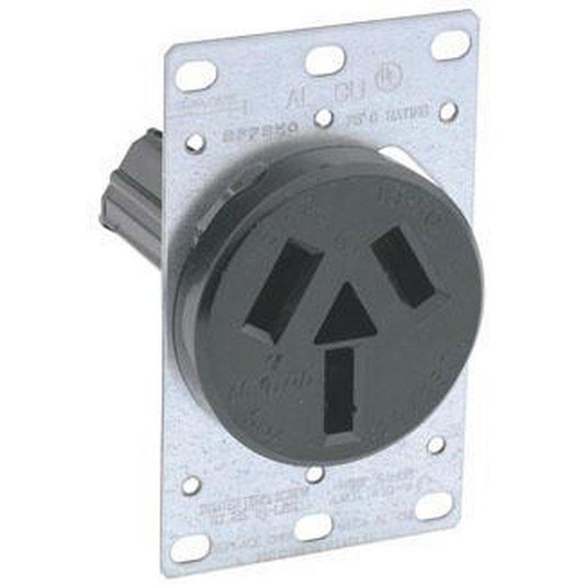 50A 125/250V Flush Mount Receptacle in Black
