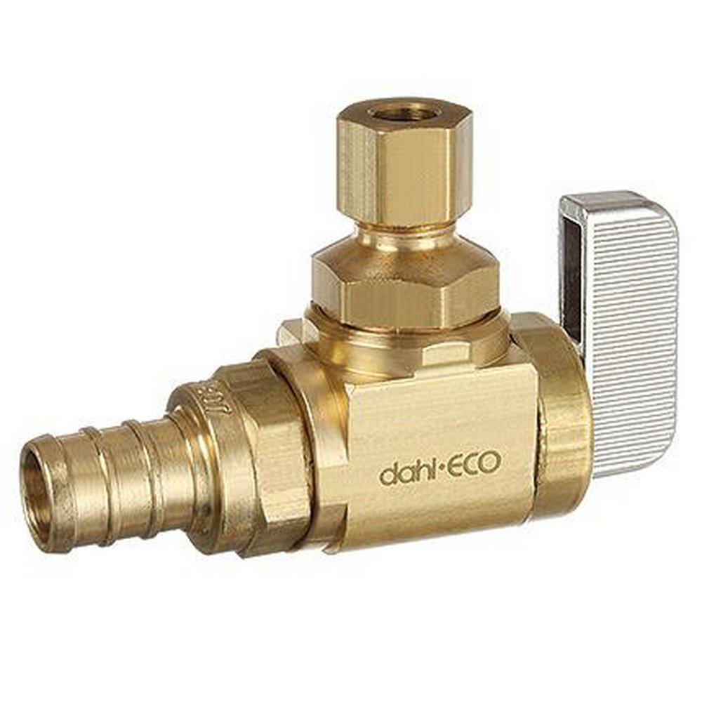 dahl Valve Mini-Ball™ 1/2 x 1/4 in. F1960 x OD Compression Lever Angle Supply Stop Valve in Rough Brass