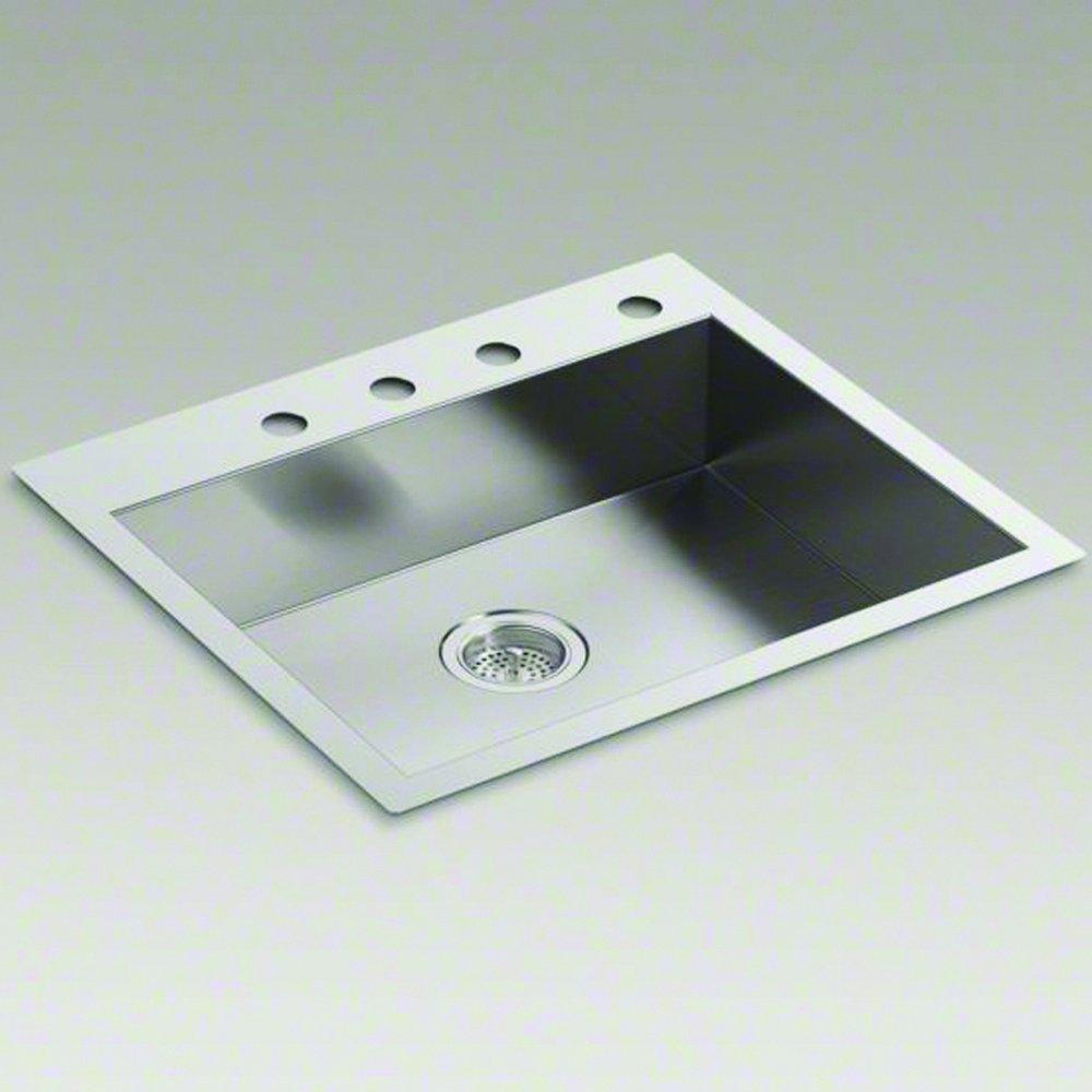 KOHLER Vault™ 25 in. Dual Mount Stainless Steel Single Bowl Kitchen Sink