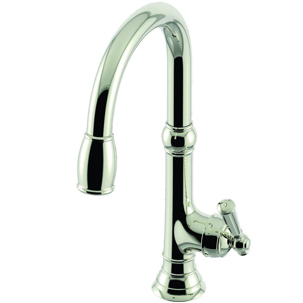 Newport Brass Jacobean Single Handle Pull Down Kitchen Faucet in Polished Nickel - Natural