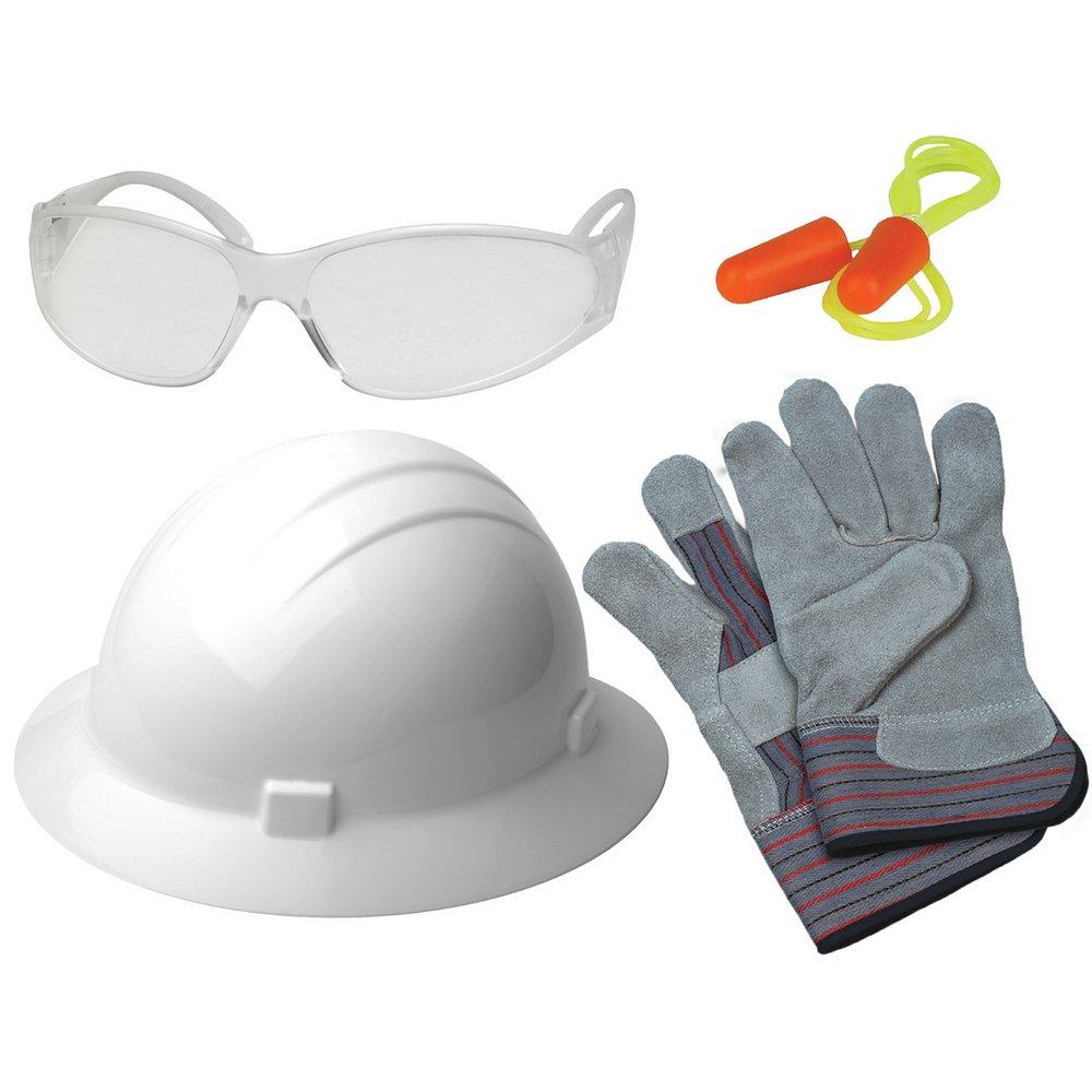 ERB Safety Americana® New Hire Kit Full Brim Hard hat with Clear Safety Glasses in White