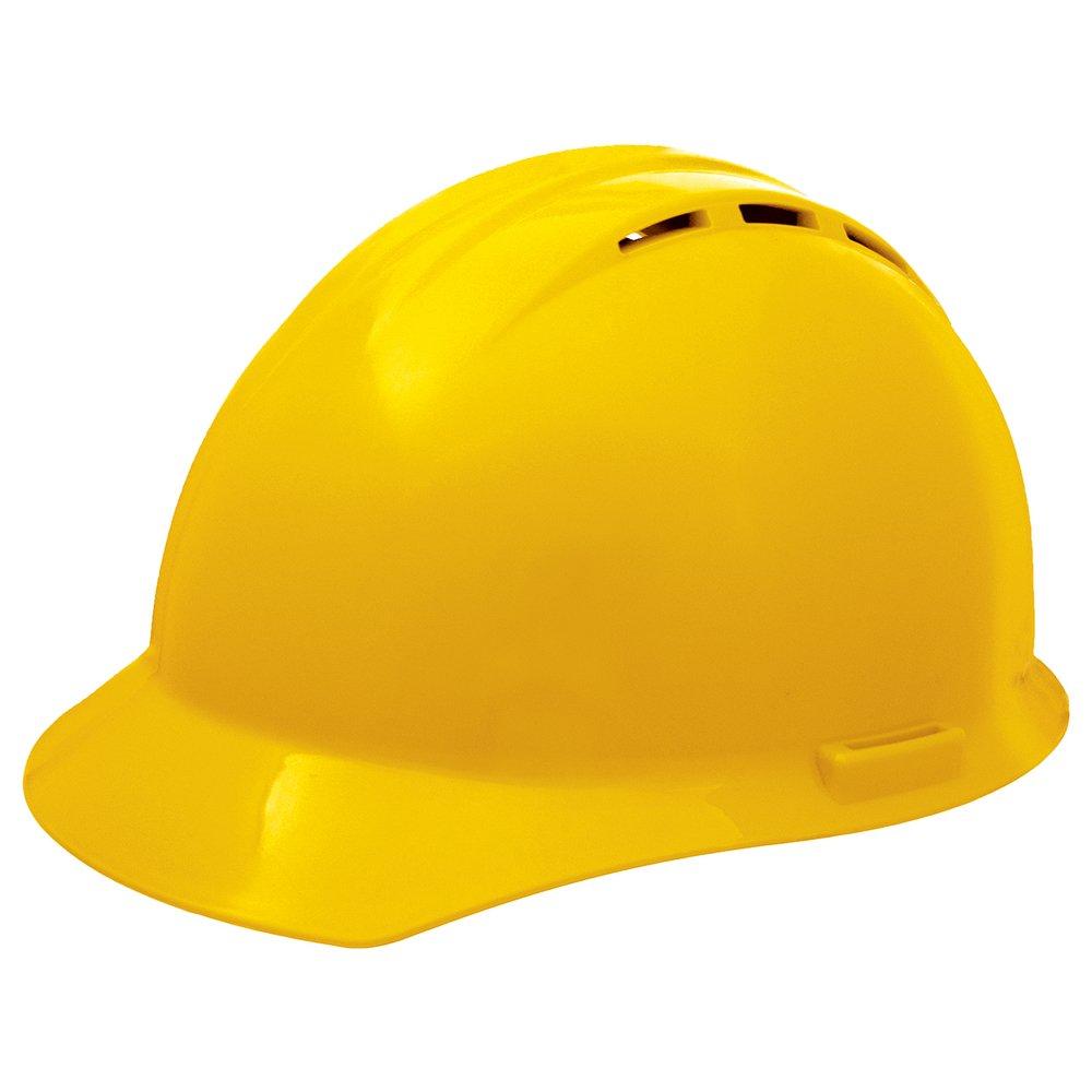 ERB Safety Americana® HDPE and Nylon Vented Hard Hat with 4-Point Mega Ratchet Suspension in Yellow