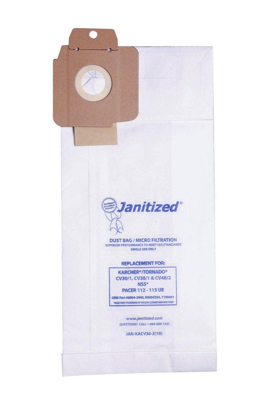 Janitized®
                                
                                2-Ply Vacuum Bag for Lagasse Sweet Karcher and Tornado - 12in. HEPA-Filtered Upright Vacuum Cleaners