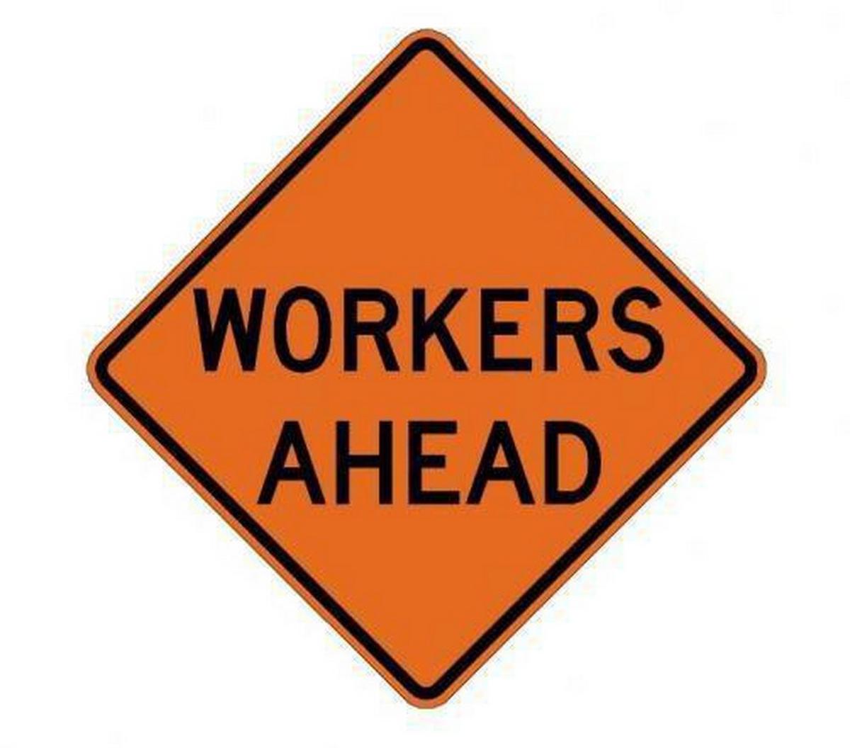 48 in. Workers Ahead Mesh Sign