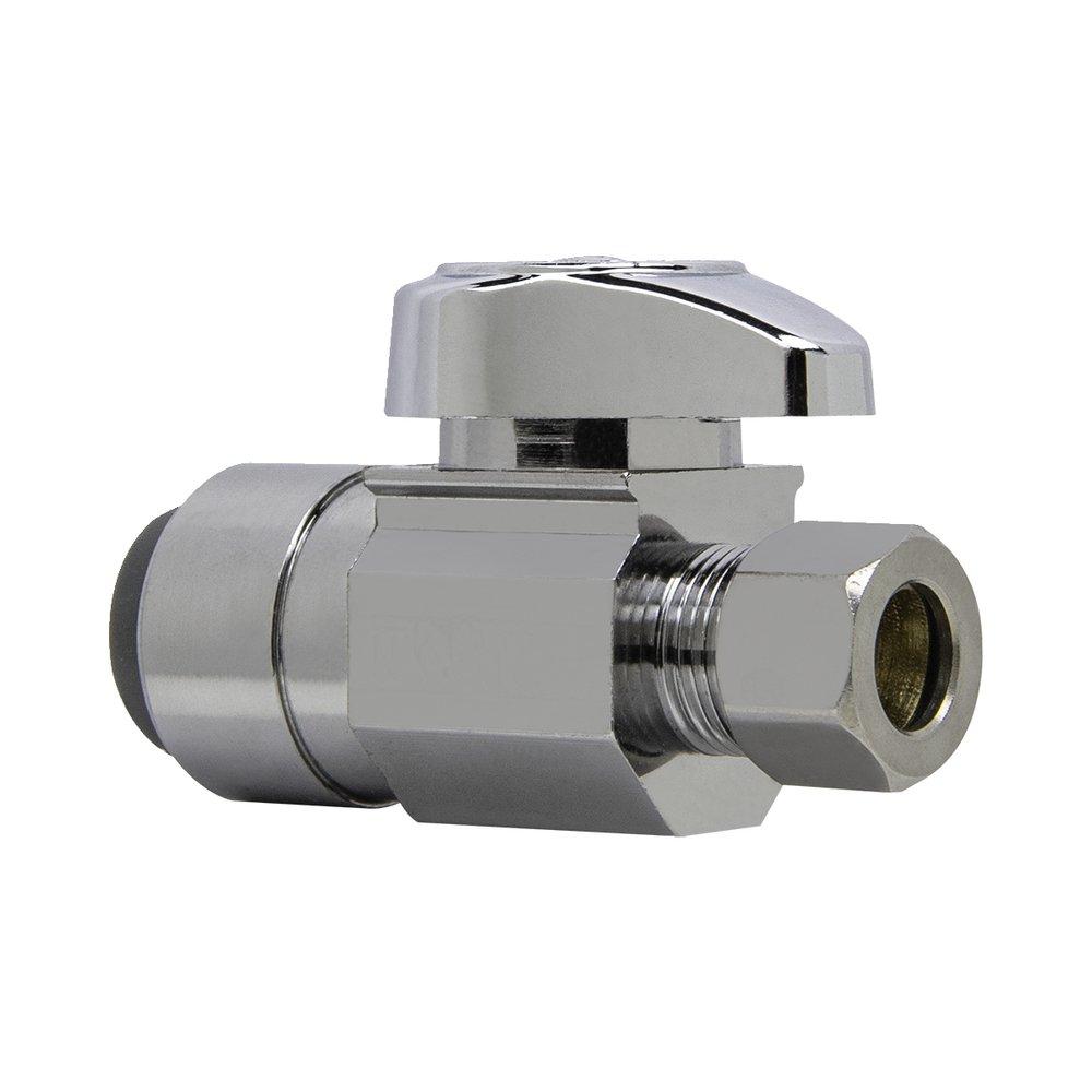 BrassCraft G2PS14 Series 1/2 x 3/8 in. Push-to-Connect x OD Compression Lever Handle Straight Supply Stop Valve in Chrome Plated