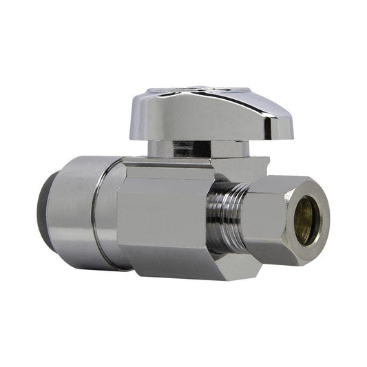 BrassCraft G2PS14 Series 1/2 x 3/8 in. Push-to-Connect x OD Compression Lever Handle Straight Supply Stop Valve in Chrome Plated