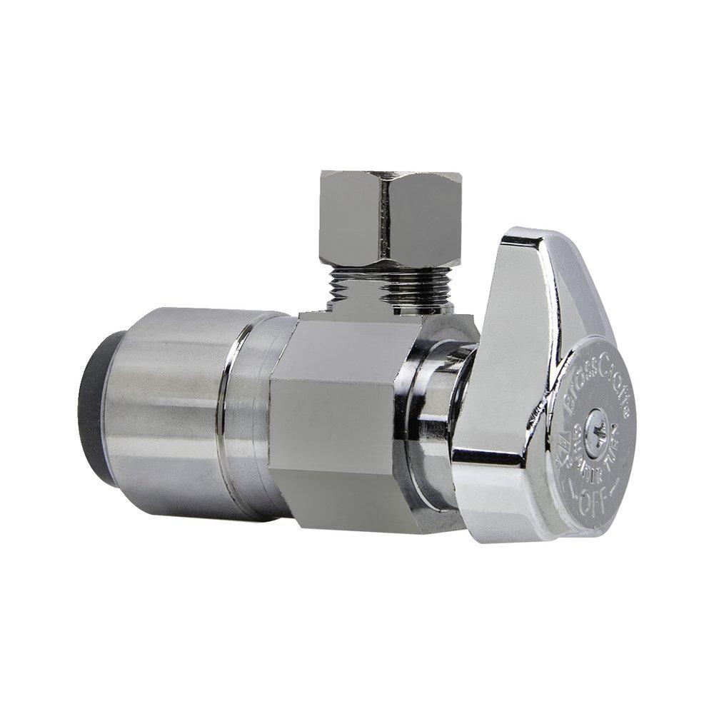 BrassCraft G2PS09X Series 1/2 x 3/8 in. Push-to-Connect x OD Compression Angle Supply Stop Valve in Chrome Plated