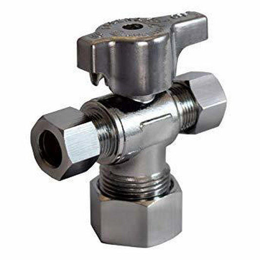 Legend Valve & Fitting T-597NL 5/8 x 3/8 x 3/8 in. OD Tube Lever Supply Stop Valve in Chrome Plated