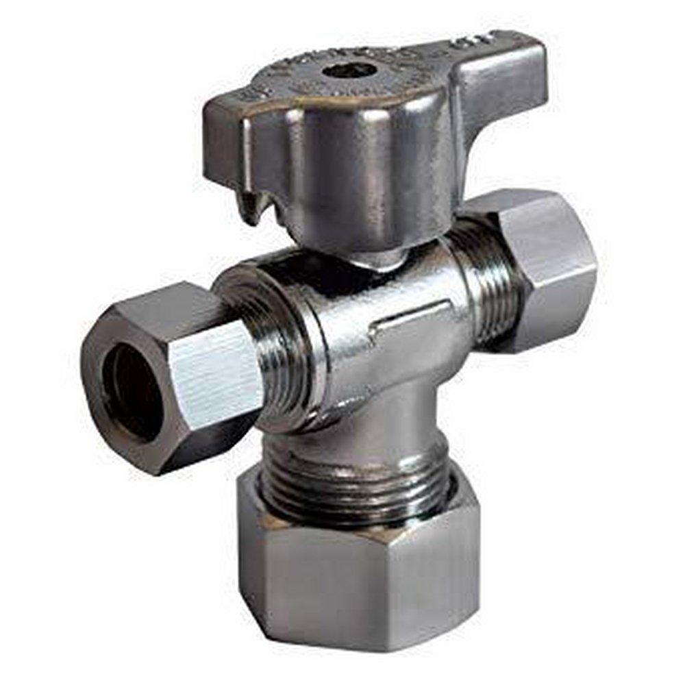 Legend Valve & Fitting T-597NL 5/8 x 3/8 x 3/8 in. OD Tube Lever Supply Stop Valve in Chrome Plated