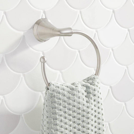 Signature Hardware Provincetown Round Open Towel Ring in Brushed Nickel